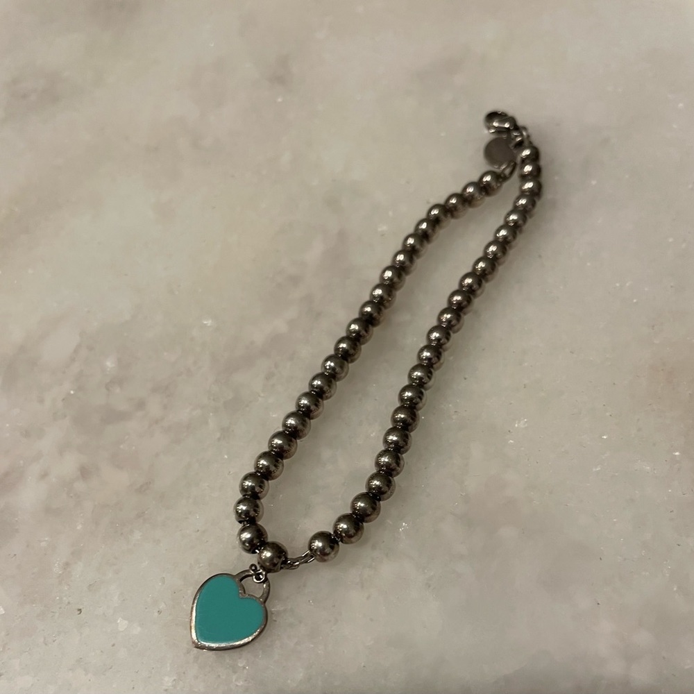 Tiffany heart tag bead bracelet